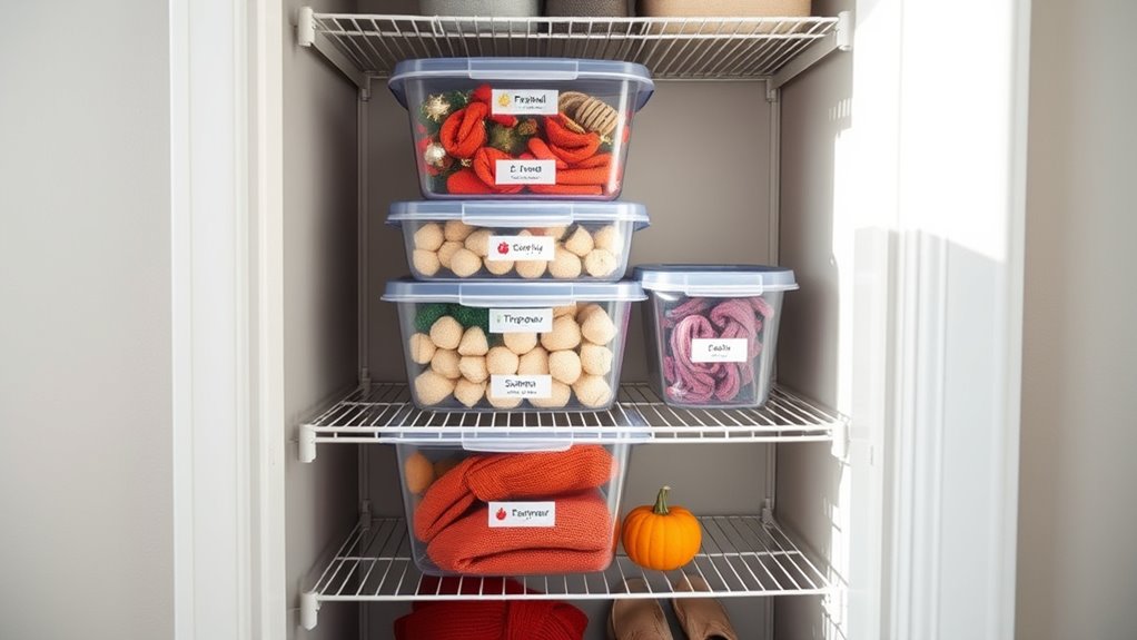 clear labeled seasonal storage