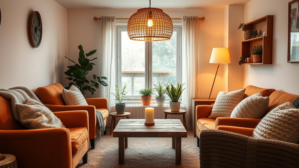 cozy textiles and lighting