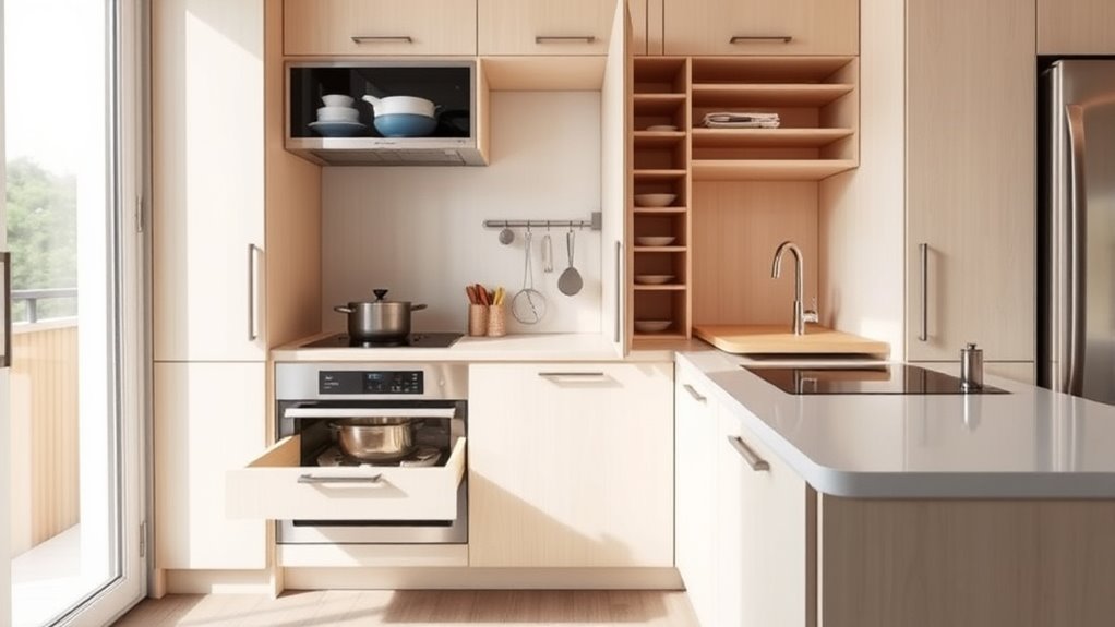 hidden storage keeps countertops clean