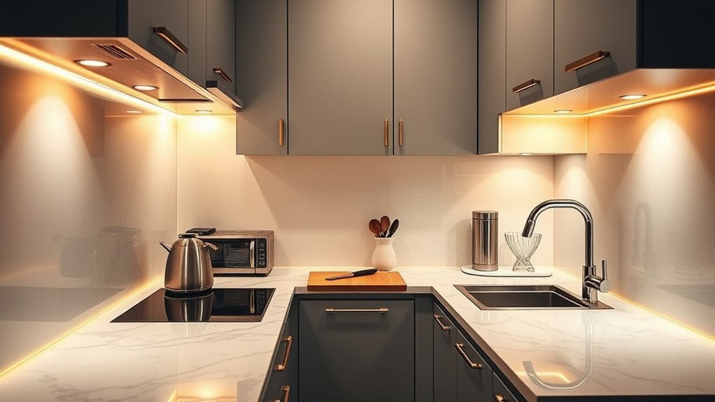 layered under cabinet lighting