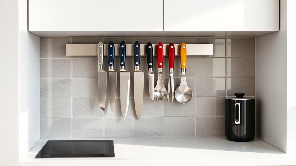 organize knives with magnetic strips