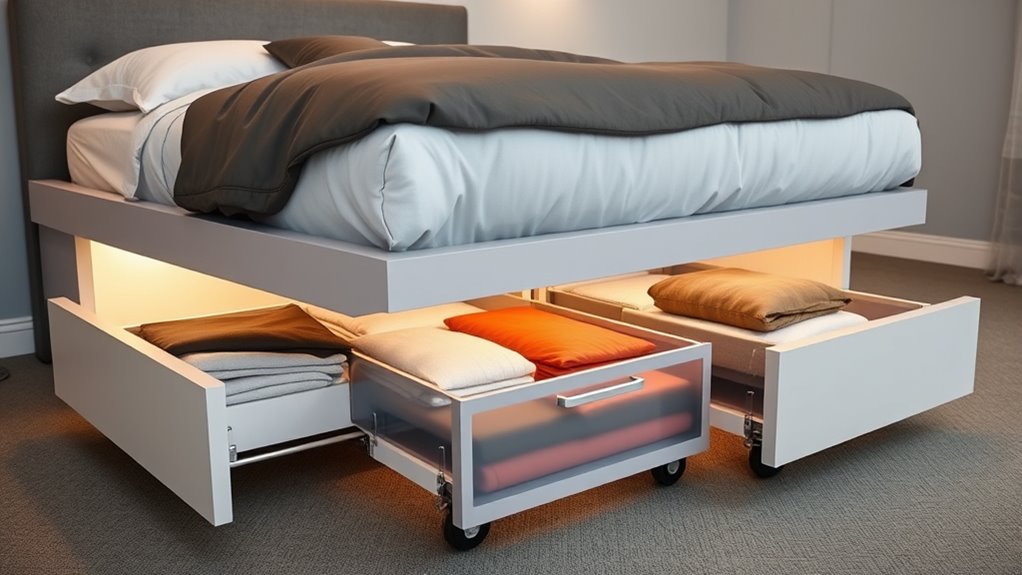 pull out castered storage bins