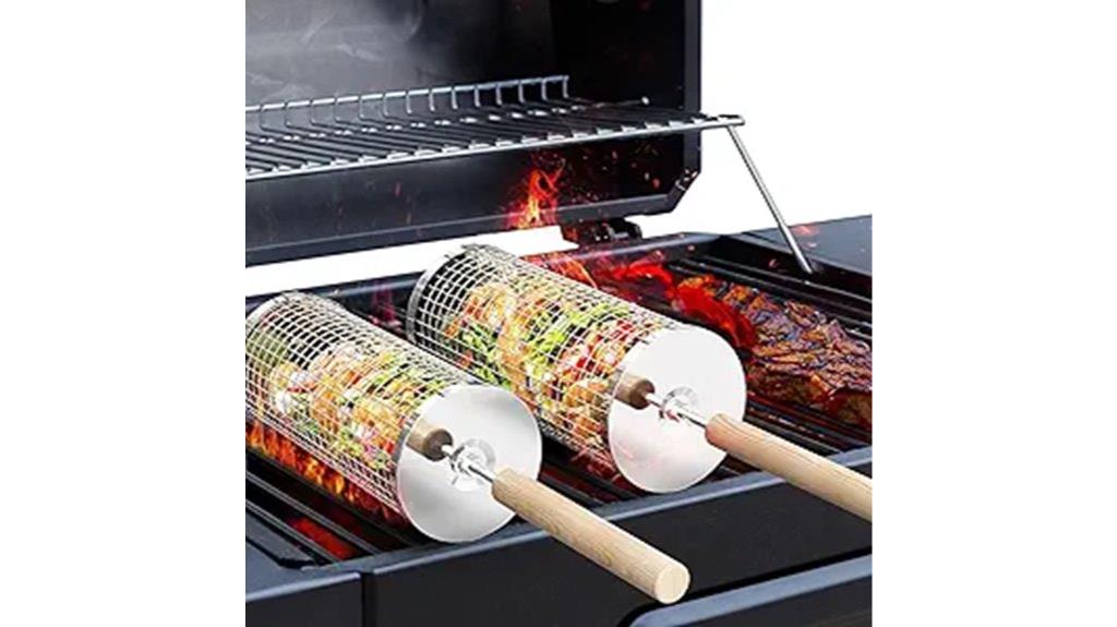 removable wooden handle grill