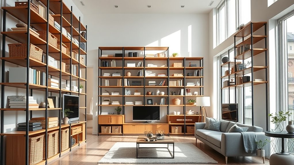 vertical storage with decor