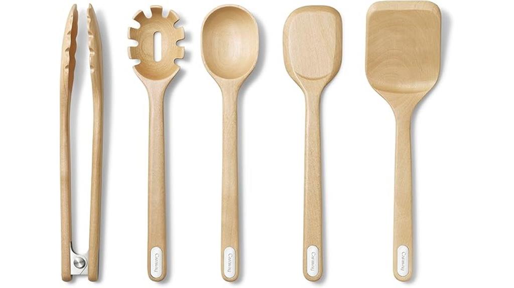 wooden cooking utensil set
