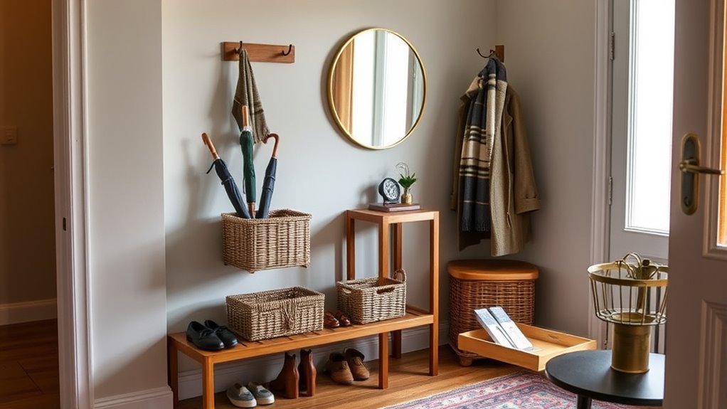 coats shoes keys storage