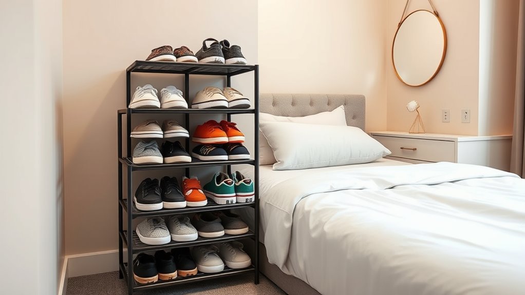 maximize small bedroom shoe storage