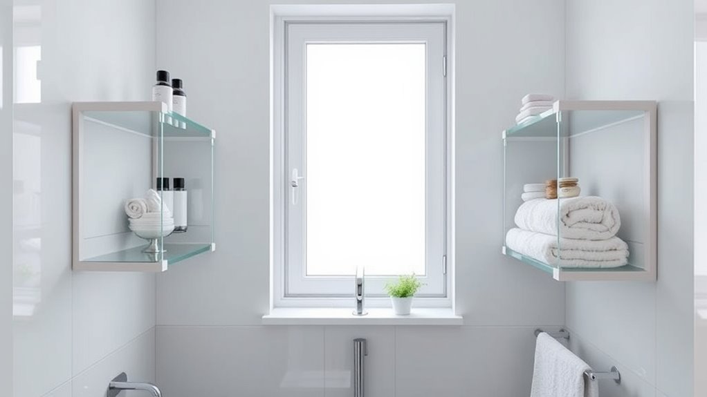 no drill rental bathroom shelves