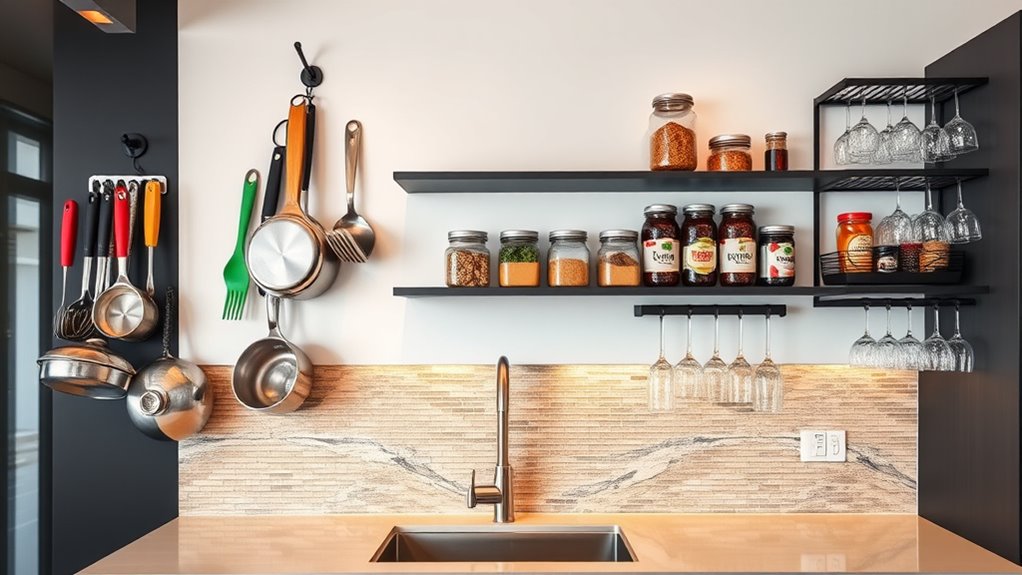 optimize kitchen with wall storage