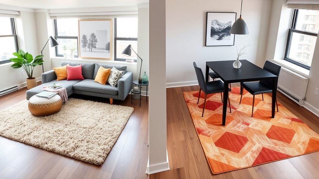 rugs delineate studio areas