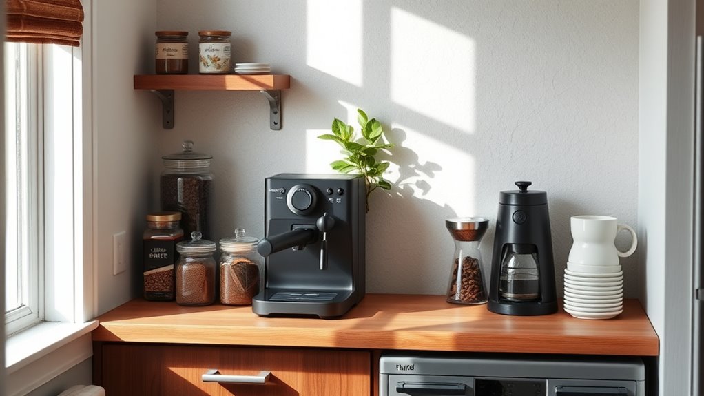 small kitchen coffee setup