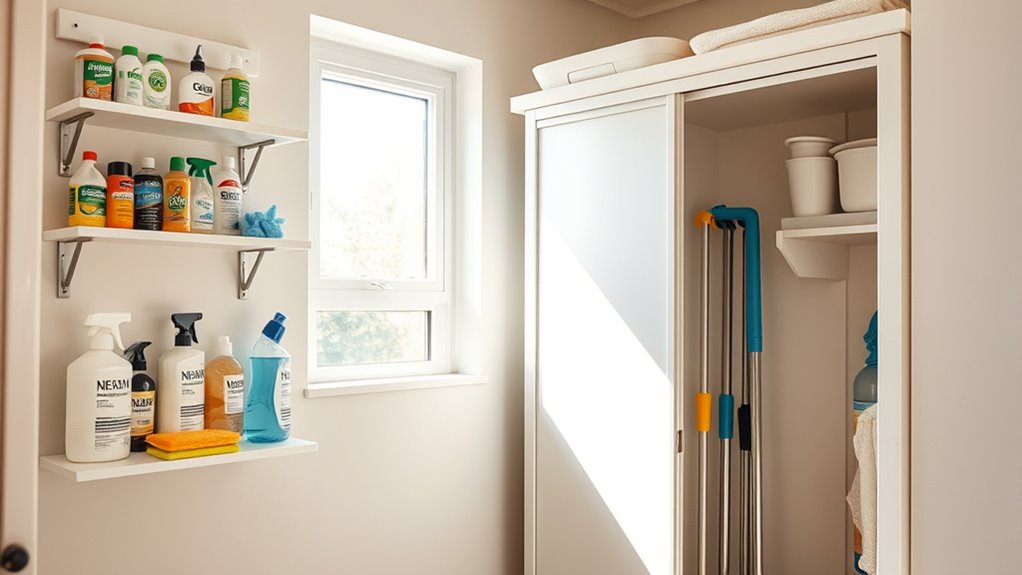 tiny apartment cleaning storage