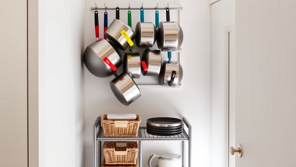 tiny kitchen pot storage