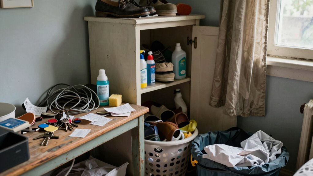 clutter and valuables hidden