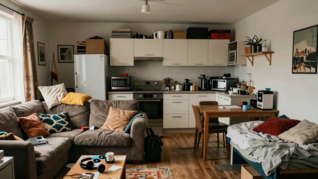 cluttered cramped mismatched decor