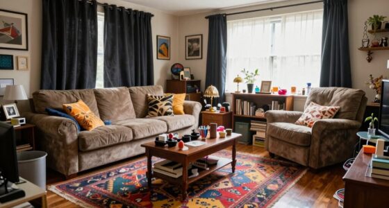 cluttered dark mismatched furniture