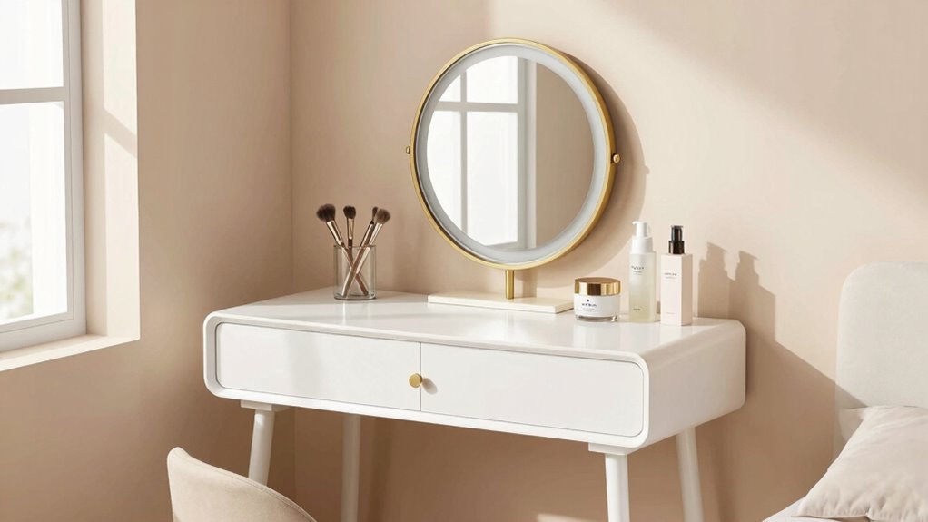 compact well lit organized vanity