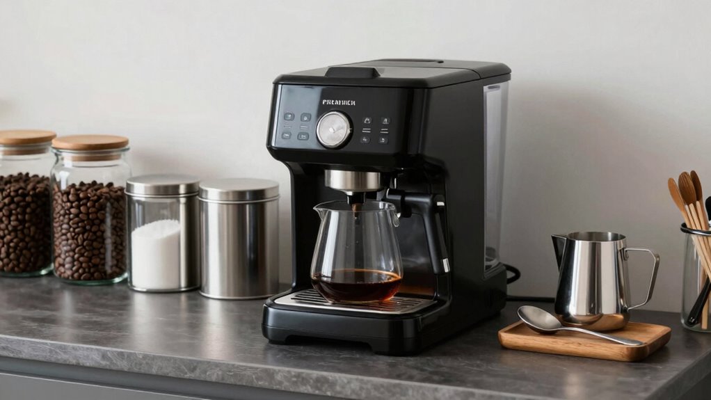 organized well lit coffee station