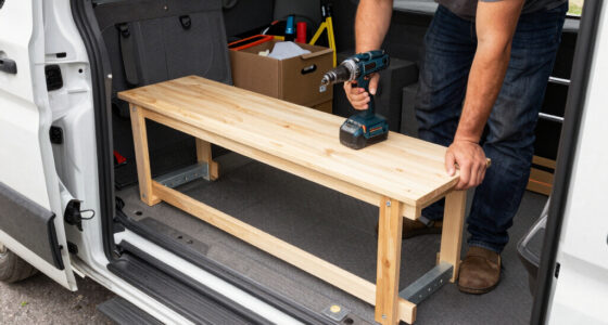 Storage bench build in a van