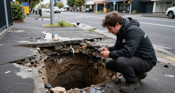 Sinkhole Appears In Auckland Street Damaged In 2023'S Floods - RNZ