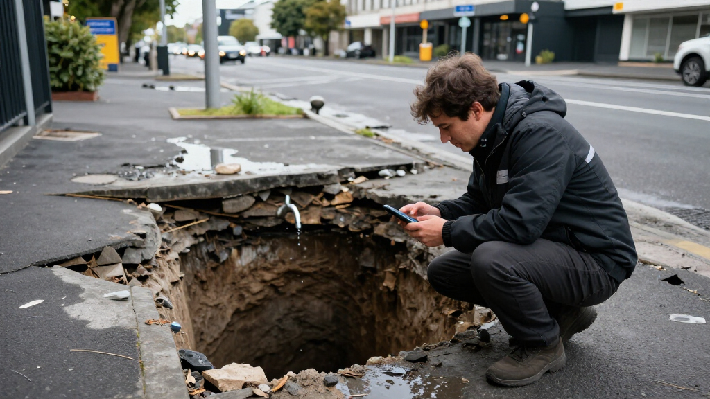 Sinkhole Appears In Auckland Street Damaged In 2023'S Floods - RNZ