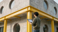 Yellow Steel, Concrete, And Circular Openings Revive Corner Building In Spain As Apart-hotel