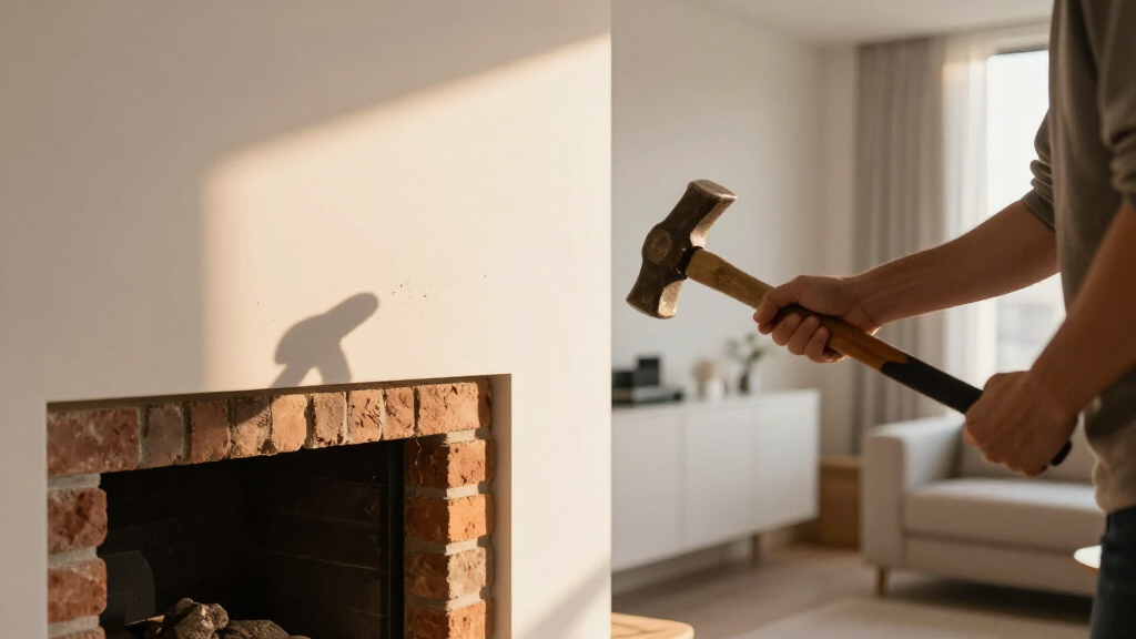 They Removed The Living Room’s Brick Fireplace — And They Don’t Regret It
