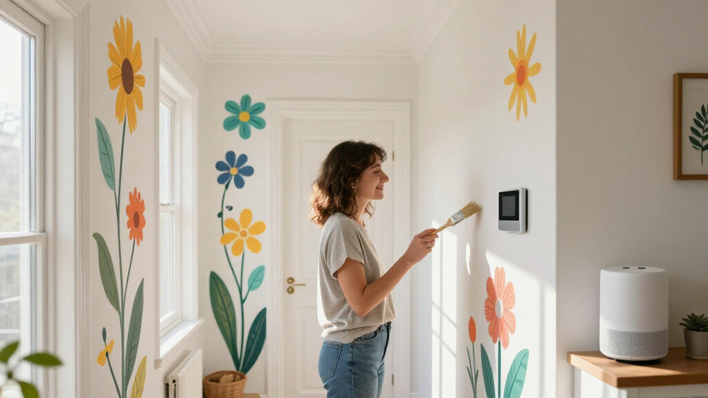 Her Sister Painted Flowers On Her Hallway Walls — Now It’s A Colorful Escape