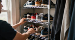 I Put Dollar Tree Wire Cabinet Shelves In My Closet For Smart Shoe Storage