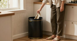 This Stylish Trash Can Is “Perfect” For Small Spaces (And Gives Art Deco Vibes!)