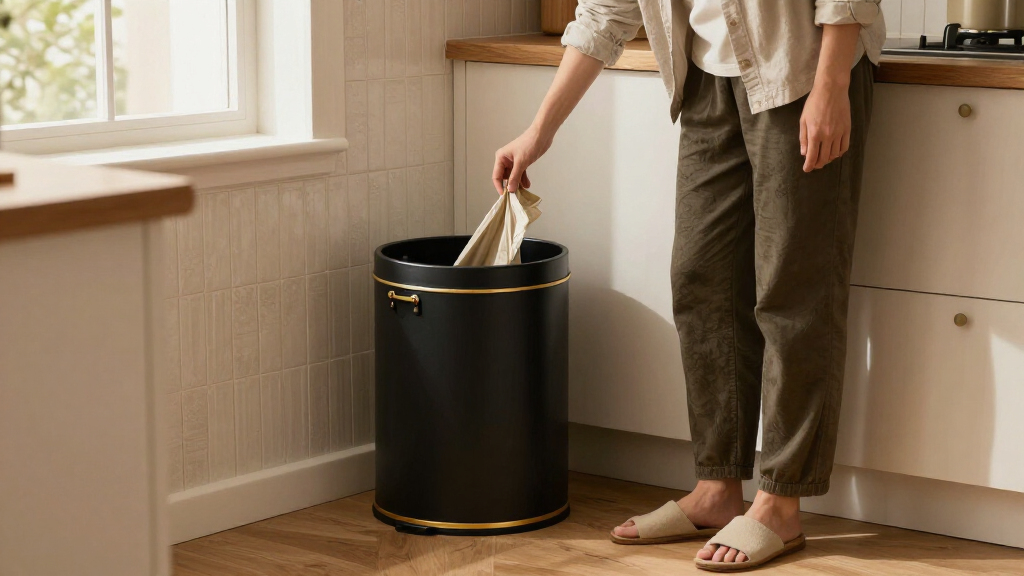 This Stylish Trash Can Is “Perfect” For Small Spaces (And Gives Art Deco Vibes!)