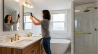 A Clever Layout Turned This Awkward-shaped Room Into A Luxe Hotel-style Bathroom