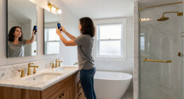 A Clever Layout Turned This Awkward-shaped Room Into A Luxe Hotel-style Bathroom