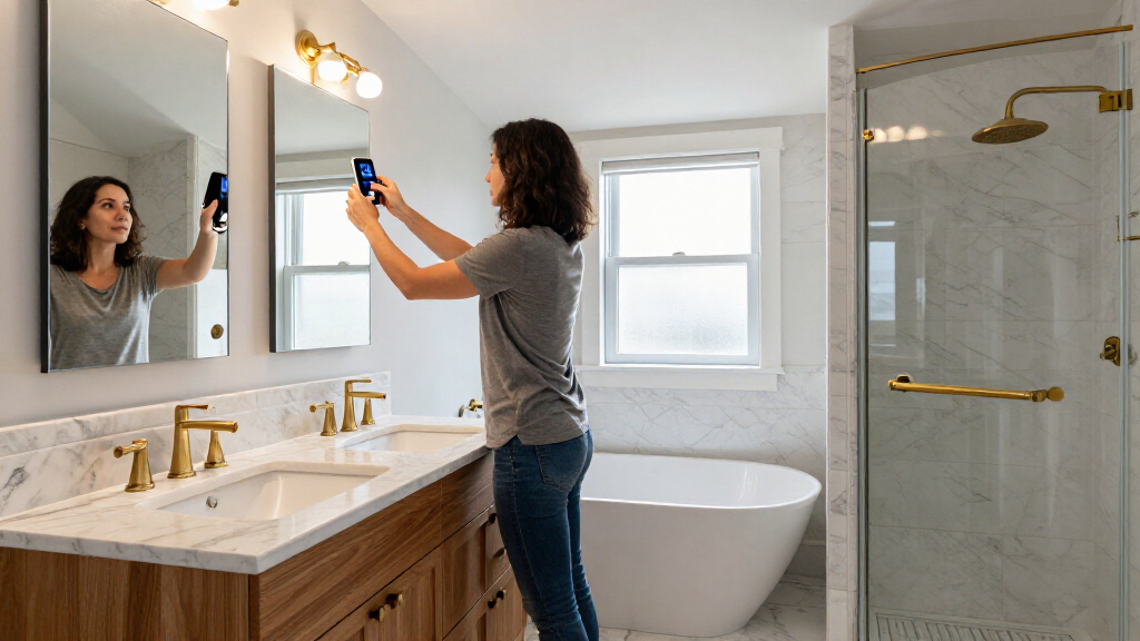 A Clever Layout Turned This Awkward-shaped Room Into A Luxe Hotel-style Bathroom