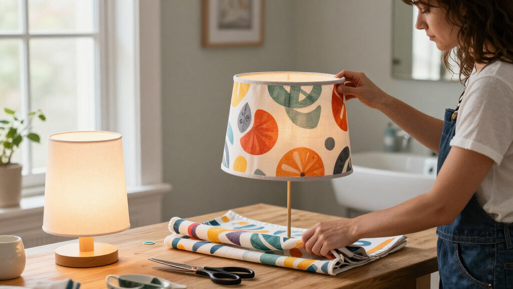 Woman Transforms Shower Curtains Into A Stunning Custom Lampshade