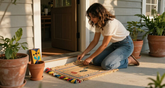 Woman Turns A Rug Into That Cutest Front Door Decor That Isn't A Wreath